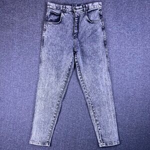 VTG Pure Jeanswear Jeans Womens 32 Grey Acid Wash High Rise Tapered Grunge Retro